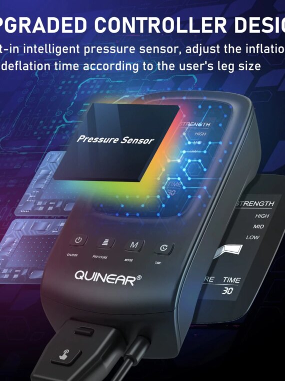 QUINEAR Air Compression Leg Recovery System - Full-Leg Massage Boots for Circulation & Muscle Recovery