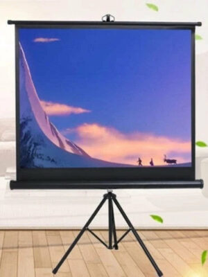 Quisilife 84-Inch Portable Projector Screen with Stand, 4:3 HD Anti-Crease, Black - Indoor/Outdoor Home Theater Cinema