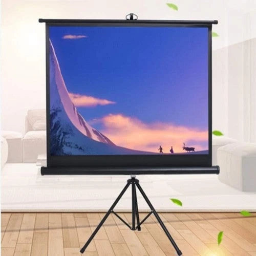 Quisilife 84-Inch Portable Projector Screen with Stand, 4:3 HD Anti-Crease, Black - Indoor/Outdoor Home Theater Cinema