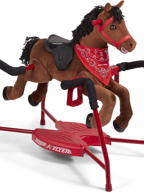 Radio Flyer Chestnut Plush Interactive Riding Horse for Kids, Ages 2-6, with Sounds & Accessories, Safety Frame