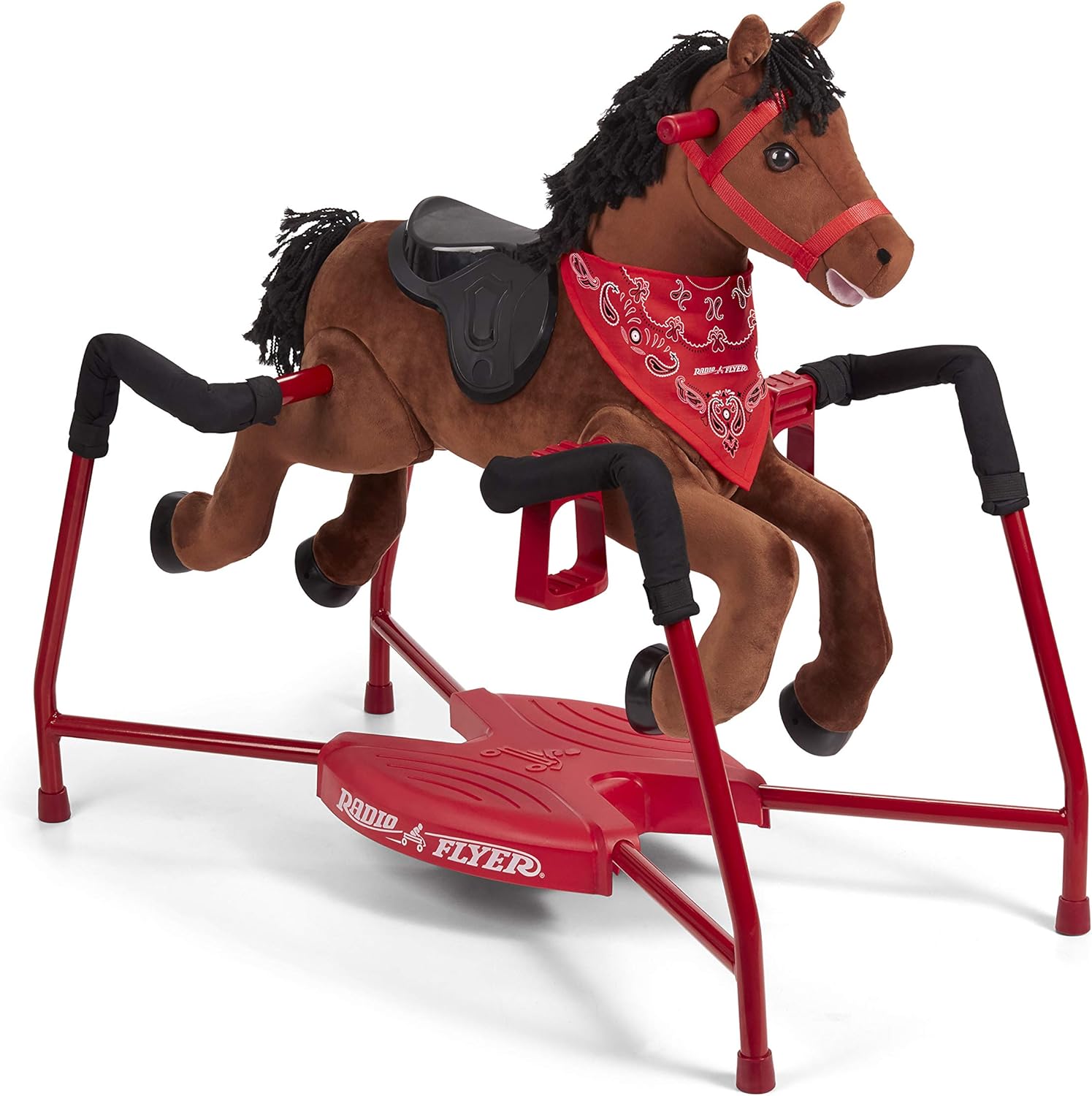 Radio Flyer Chestnut Plush Interactive Riding Horse for Kids, Ages 2-6, with Sounds & Accessories, Safety Frame