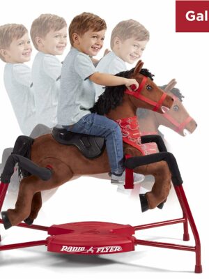 Radio Flyer Chestnut Plush Interactive Riding Horse for Kids, Ages 2-6, with Sounds & Accessories, Safety Frame