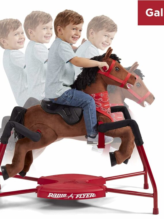 Radio Flyer Chestnut Plush Interactive Riding Horse for Kids, Ages 2-6, with Sounds & Accessories, Safety Frame