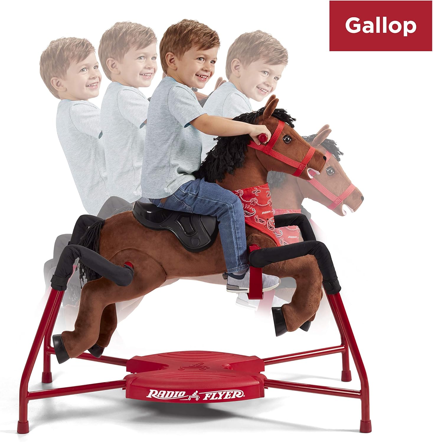 Radio Flyer Chestnut Plush Interactive Riding Horse for Kids, Ages 2-6, with Sounds & Accessories, Safety Frame