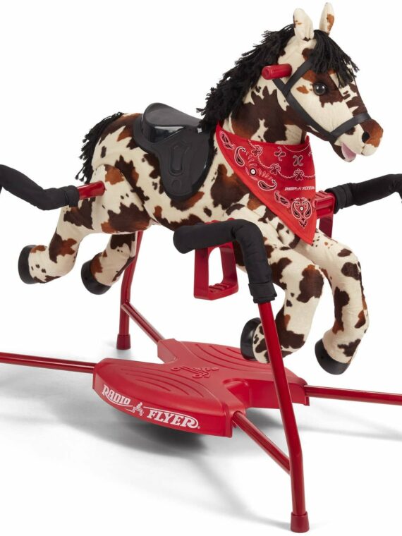 Radio Flyer Freckles Interactive Spring Horse Ride-On Toy with Sounds, Soft-Touch Fabric, for Ages 2-6