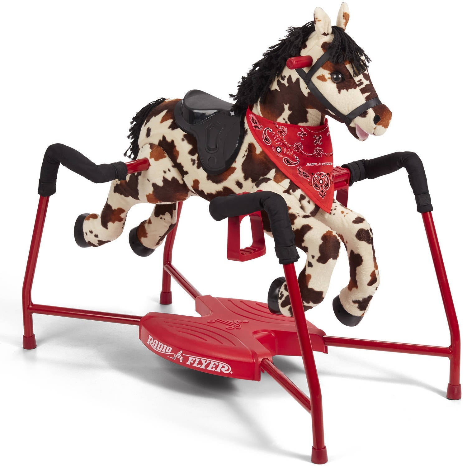 Radio Flyer Freckles Interactive Spring Horse Ride-On Toy with Sounds, Soft-Touch Fabric, for Ages 2-6