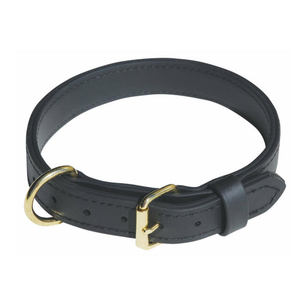 RAY ALLEN Double-Layered Biothane Dog Collar, 1 1/4" Wide, Black, Brass D-Ring, Durable for Hunting & Training