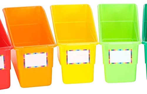 Really Good Stuff Rainbow Book & Binder Holders Set, 12 Durable Multi-Color Organizers with Labels for Classroom & Home