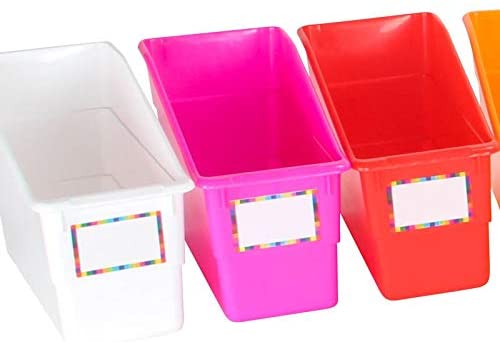 Really Good Stuff Rainbow Book & Binder Holders Set, 12 Durable Multi-Color Organizers with Labels for Classroom & Home