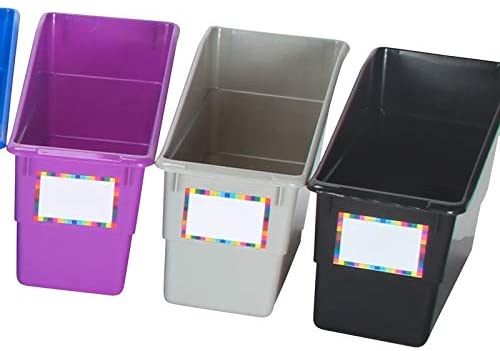 Really Good Stuff Rainbow Book & Binder Holders Set, 12 Durable Multi-Color Organizers with Labels for Classroom & Home