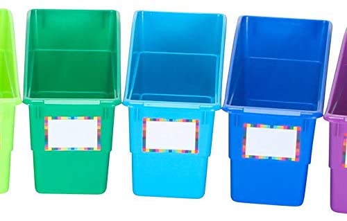 Really Good Stuff Rainbow Book & Binder Holders Set, 12 Durable Multi-Color Organizers with Labels for Classroom & Home