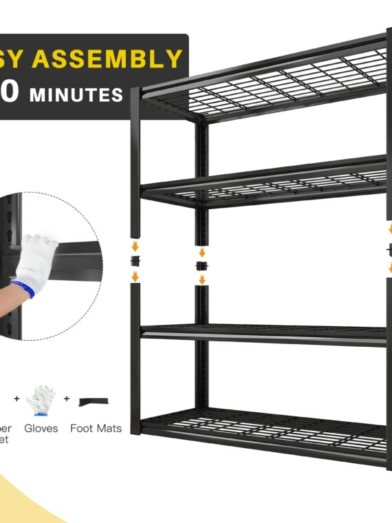 REIBII 40" Heavy Duty Metal Garage Shelving, 2240 LBS Capacity, Adjustable Storage Shelves for Home & Warehouse