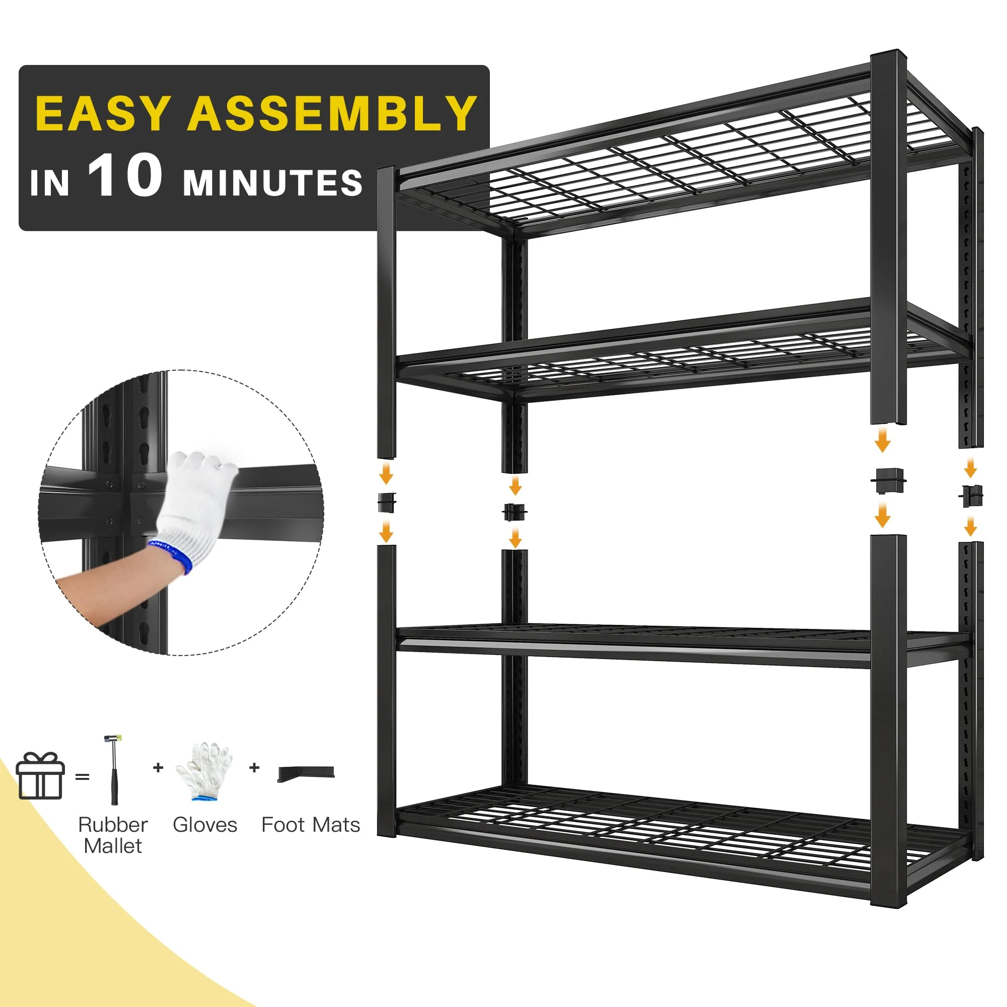 REIBII 40" Heavy Duty Metal Garage Shelving, 2240 LBS Capacity, Adjustable Storage Shelves for Home & Warehouse