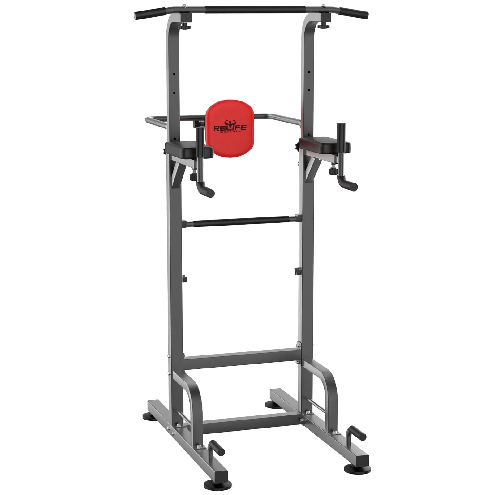 RELIFE Power Tower Pull Up Bar Station, 450 lbs Capacity, Adjustable Heights & Handle, Multifunctional Dip Station for Home Gym