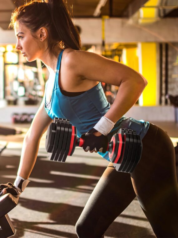 Rendpas Adjustable Dumbbells 25LB Set of 2 - 5-in-1 Quick Change, Ergonomic Grip, Space-Saving Design for Home Gym