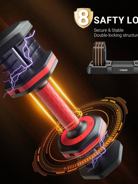 Rendpas Adjustable Dumbbells 25LB Set of 2 - 5-in-1 Quick Change, Ergonomic Grip, Space-Saving Design for Home Gym