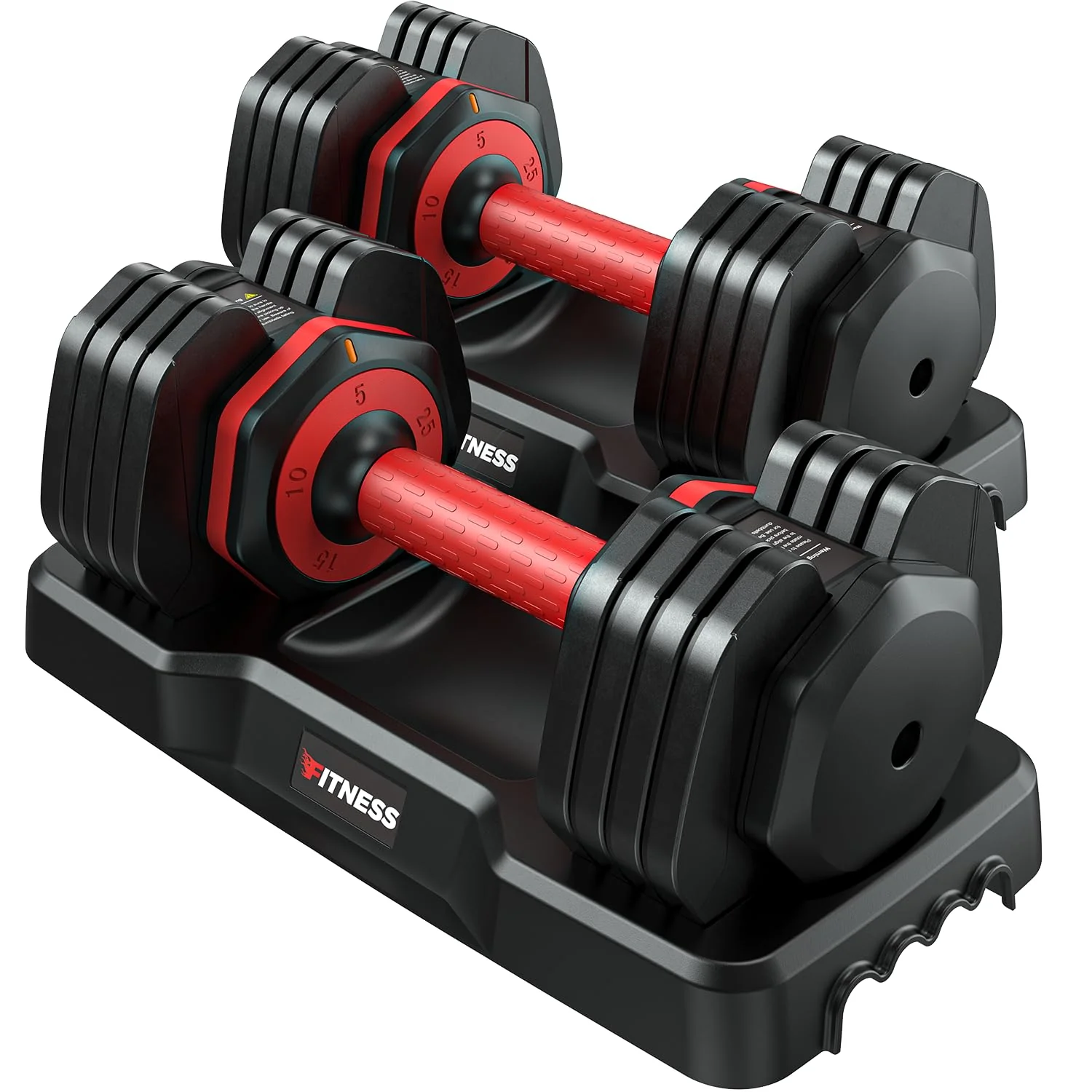 Rendpas Adjustable Dumbbells 25LB Set of 2 - 5-in-1 Quick Change, Ergonomic Grip, Space-Saving Design for Home Gym