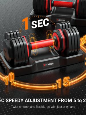 Rendpas Adjustable Dumbbells 25LB Set of 2 – 5-in-1 Quick Change, Ergonomic Grip, Space-Saving Design for Home Gym