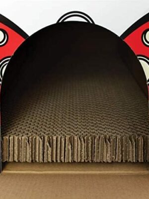 Retro Van Cat House with Scratcher & Catnip, 2-in-1 Design, Dual Entrances, 16″x8″x12″