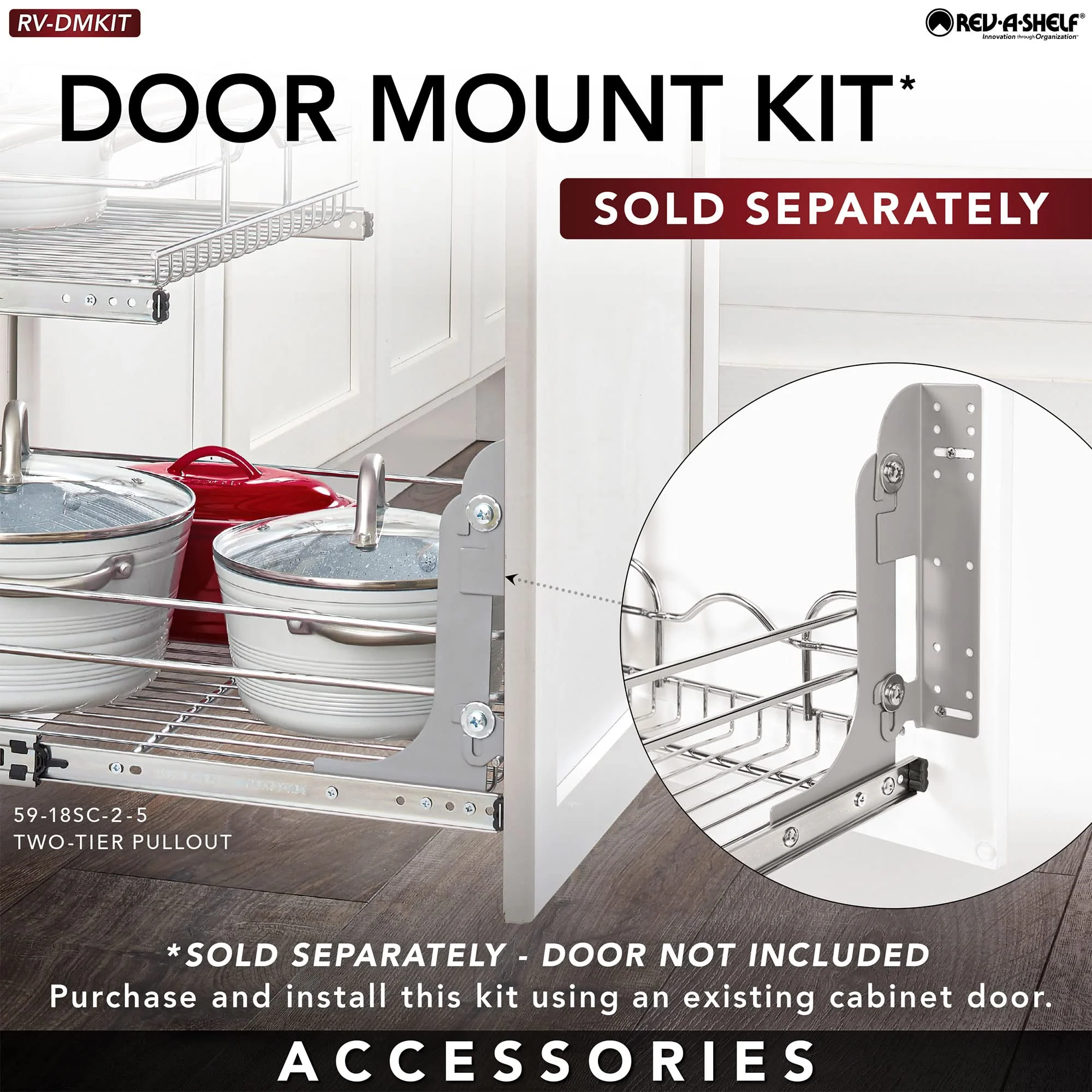 Rev-A-Shelf 2-Tier Chrome Pull-Out Wire Basket Organizer for Kitchen Cabinets