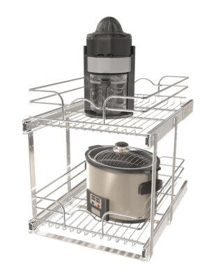 Rev-A-Shelf 2-Tier Chrome Pull-Out Wire Basket Organizer for Kitchen Cabinets