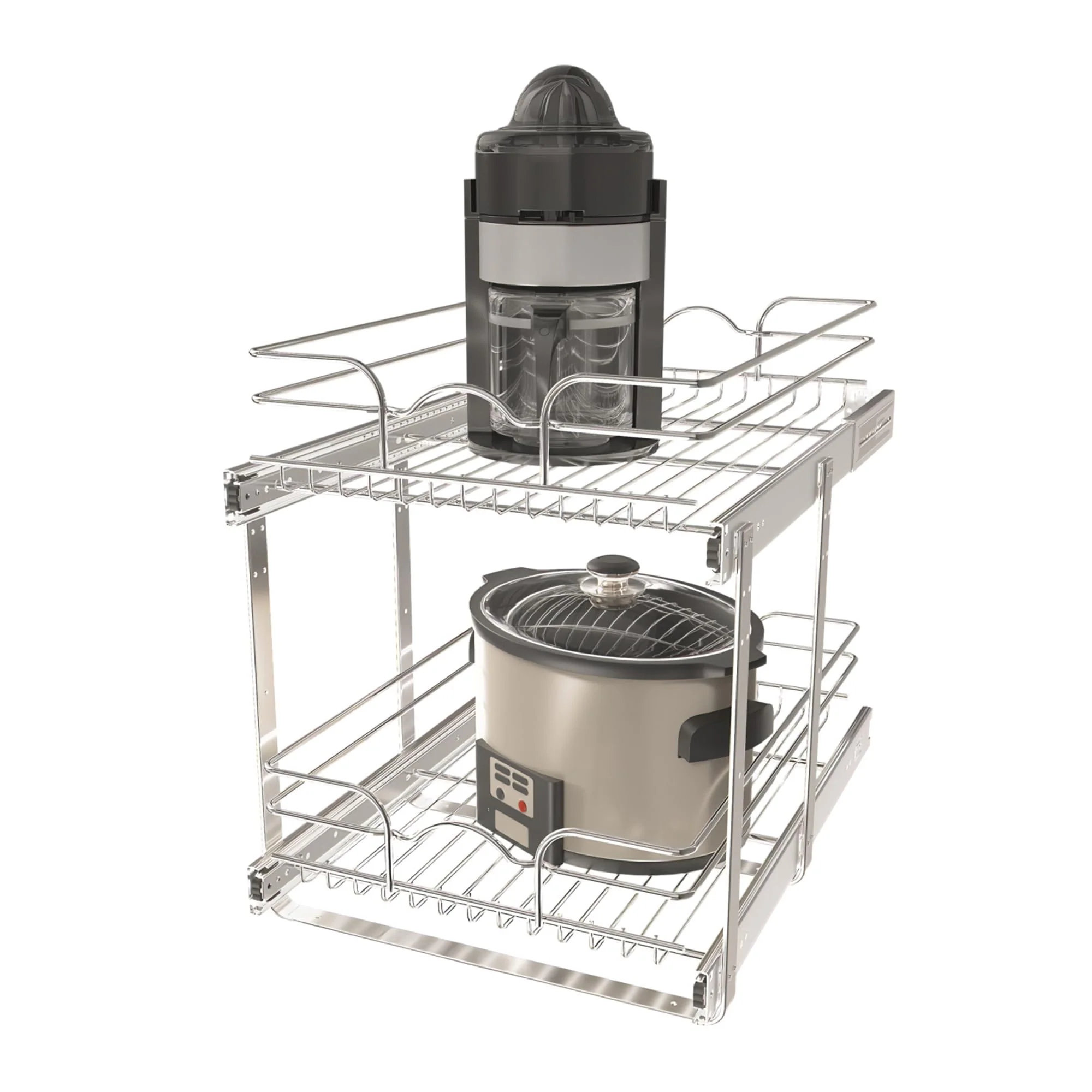 Rev-A-Shelf 2-Tier Chrome Pull-Out Wire Basket Organizer for Kitchen Cabinets