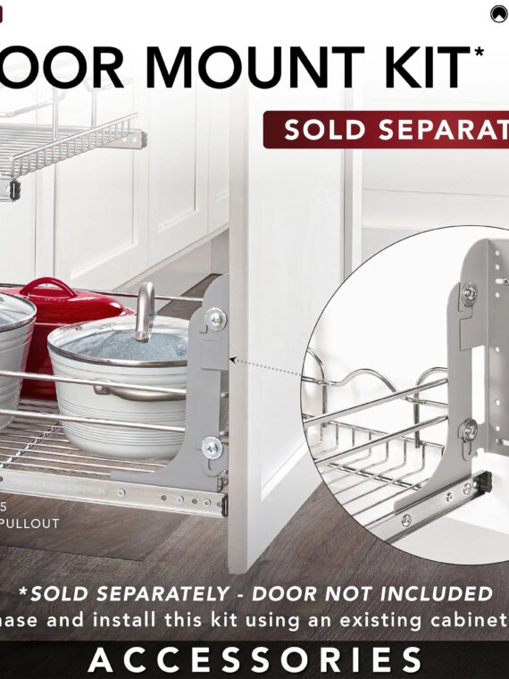 Rev-A-Shelf 5WB2-1522CR-1 2-Tier Pullout Organizer for Kitchen Cabinets, 15"x22", Chrome Wire