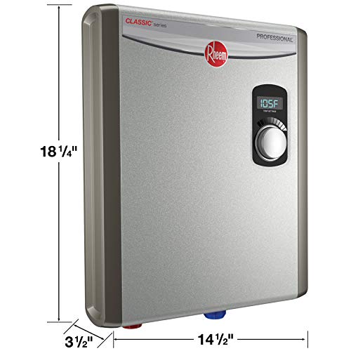 Rheem 18kW Tankless Electric Water Heater, Digital Thermostat, 4.4 GPM, Copper Elements