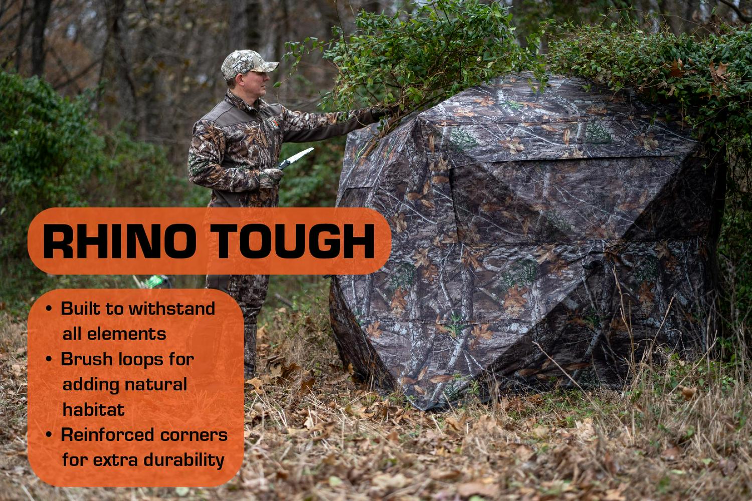 Rhino R-200 Hunting Blind, Hub-Style, Zipper-less Door, Silent Windows, Realtree Camouflage