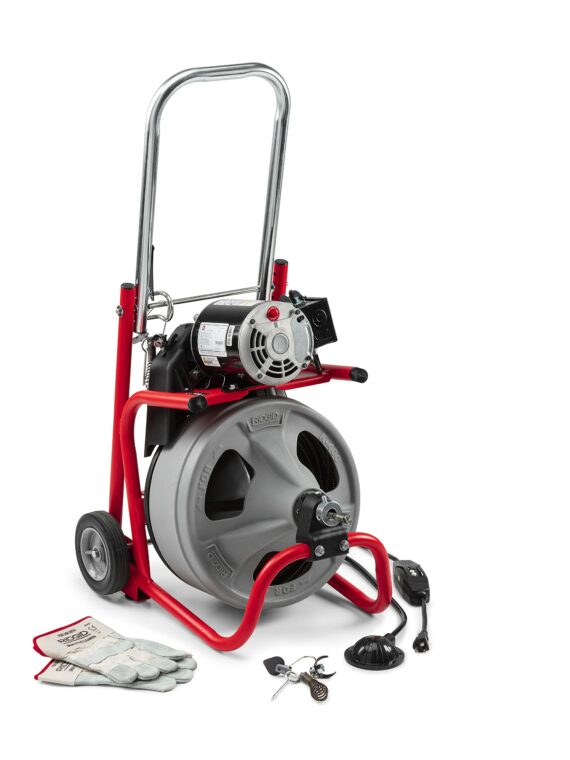 RIDGID 52363 120V Drum Machine with 75ft Cable & Transport Cart for Drain Cleaning