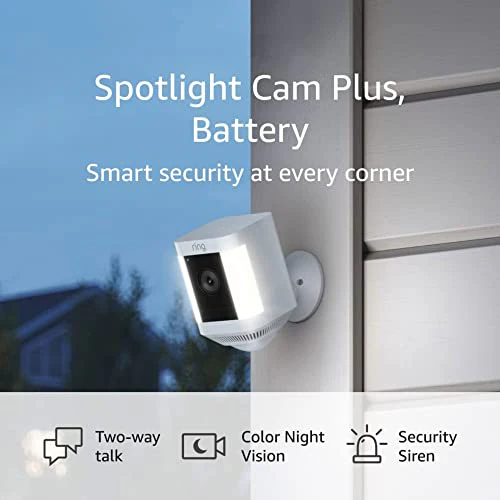 Ring Spotlight Cam Plus, 1080p HD, Motion-Activated LED, Two-Way Talk, Battery-Powered Security Camera