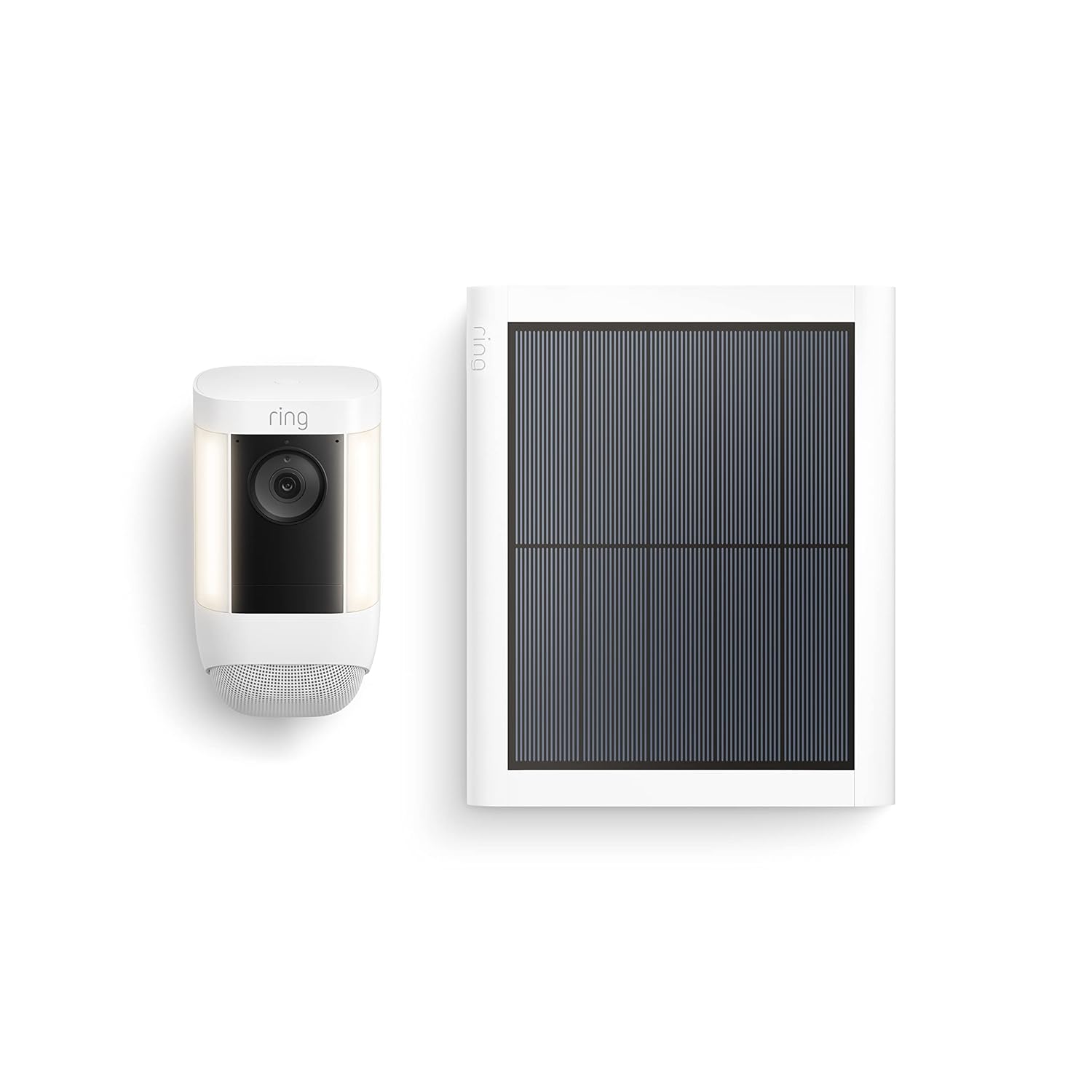Ring Spotlight Cam Pro Solar Bundle, 3D Motion Detection, Two-Way Talk, Dual-Band WiFi, 1080p HDR, White (2022)