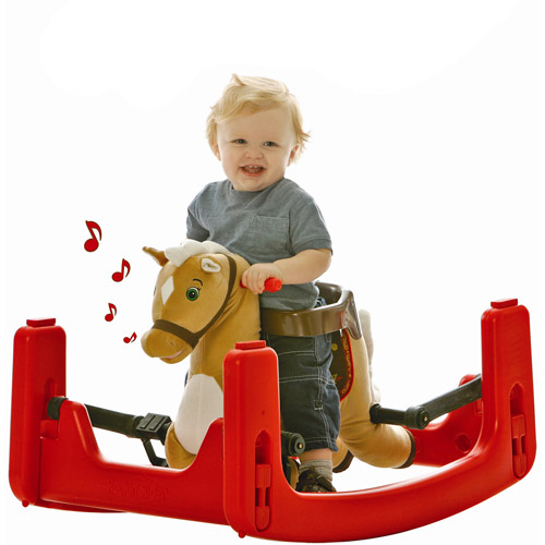 Rockin' Rider Legacy Grow-with-Me Pony, Plush 3-in-1 Bouncer, Rocker & Spring Horse, Beige, Ages 9-36 Months