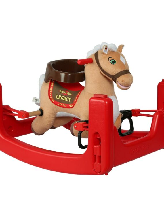 Rockin' Rider Legacy Grow-with-Me Pony, Plush 3-in-1 Bouncer, Rocker & Spring Horse, Beige, Ages 9-36 Months