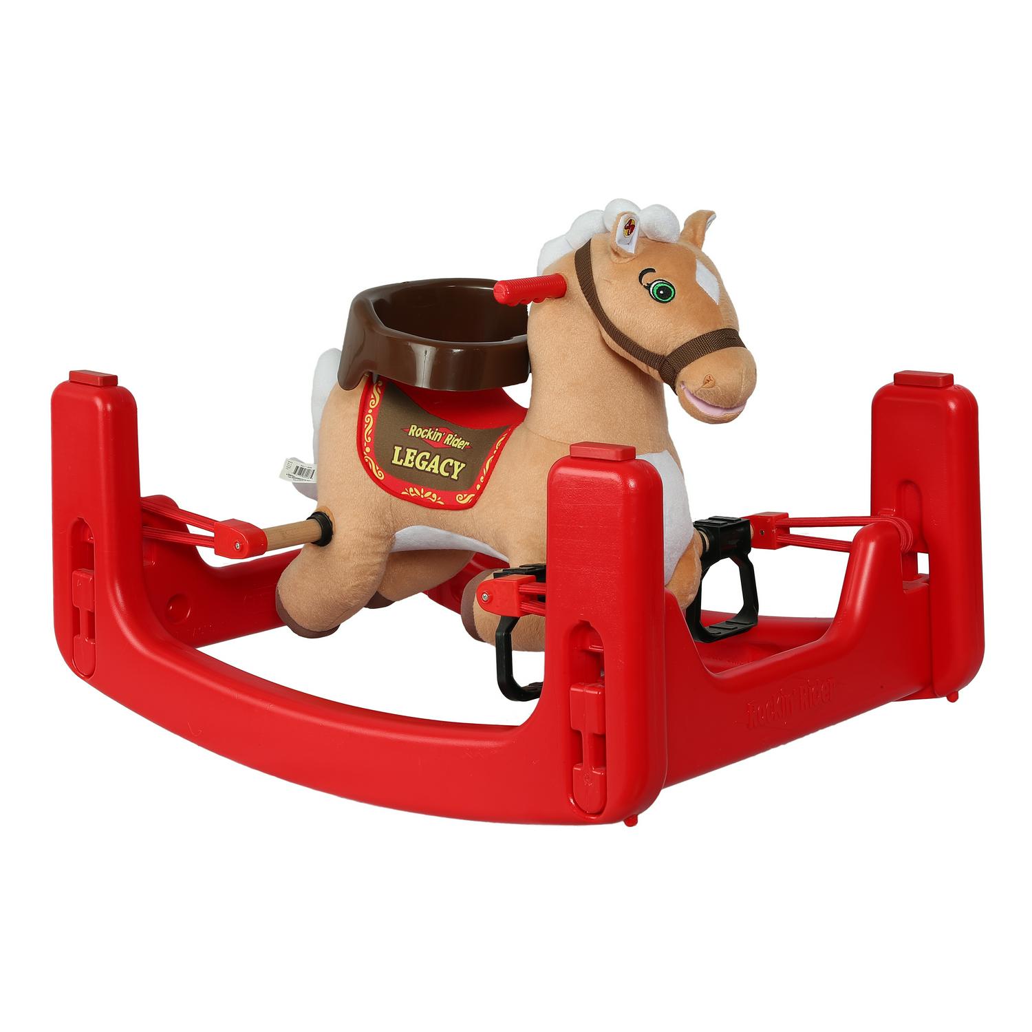 Rockin' Rider Legacy Grow-with-Me Pony, Plush 3-in-1 Bouncer, Rocker & Spring Horse, Beige, Ages 9-36 Months