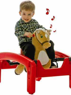 Rockin’ Rider Legacy Grow-with-Me Pony, Plush 3-in-1 Bouncer, Rocker & Spring Horse, Beige, Ages 9-36 Months