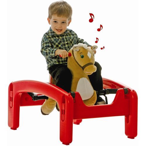 Rockin' Rider Legacy Grow-with-Me Pony, Plush 3-in-1 Bouncer, Rocker & Spring Horse, Beige, Ages 9-36 Months