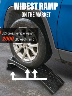 Rockland 3 Ton Steel Auto Ramp Set, 6500 LBS Capacity, Heavy Duty for Car & Light Truck Repairs, Pack of 2
