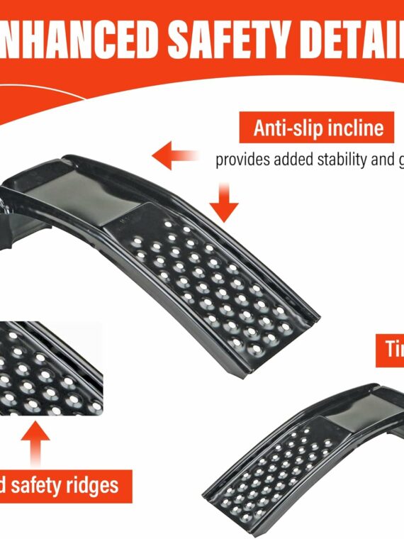 Rockland 3 Ton Steel Auto Ramp Set, 6500 LBS Capacity, Heavy Duty for Car & Light Truck Repairs, Pack of 2