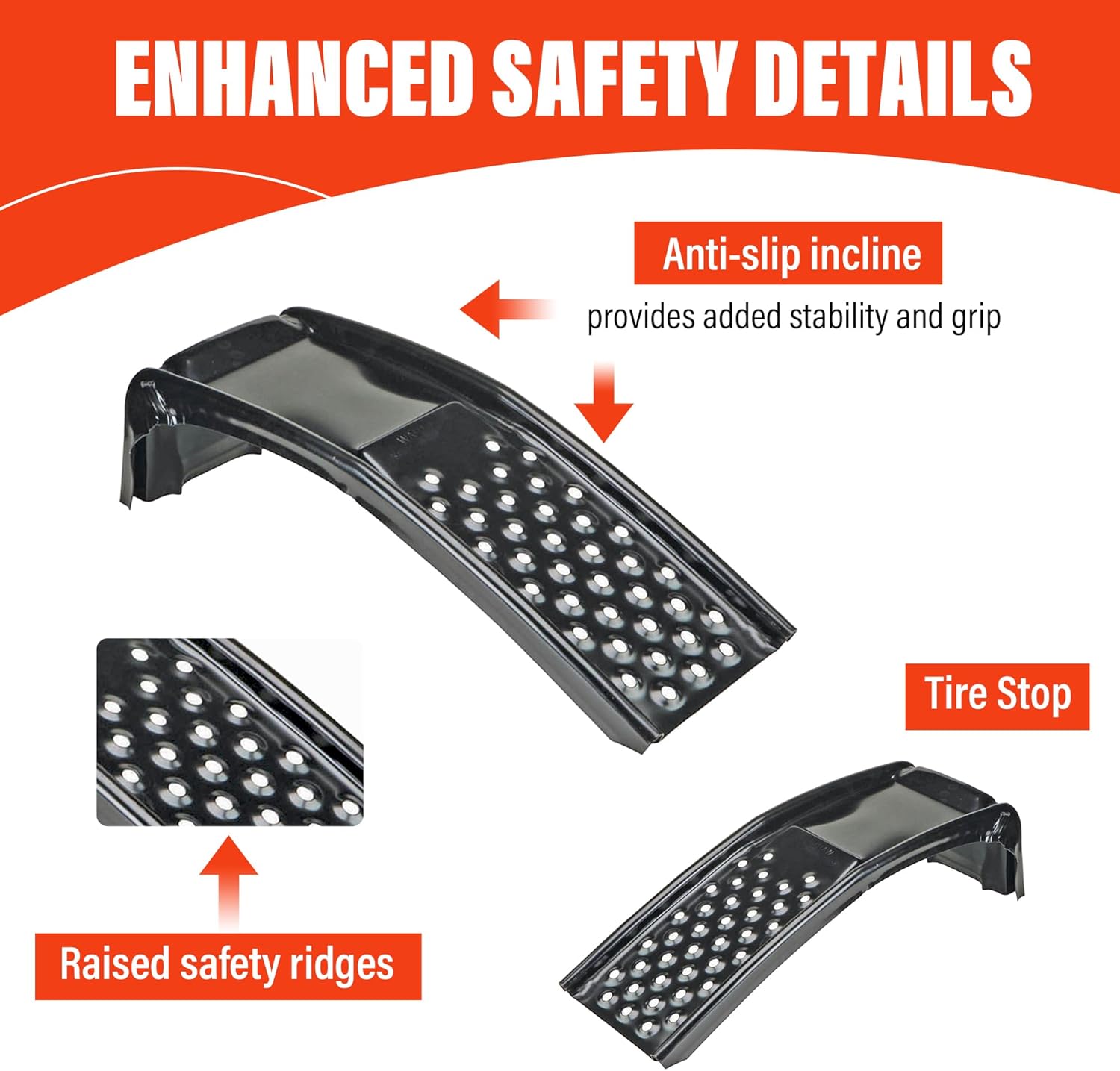 Rockland 3 Ton Steel Auto Ramp Set, 6500 LBS Capacity, Heavy Duty for Car & Light Truck Repairs, Pack of 2