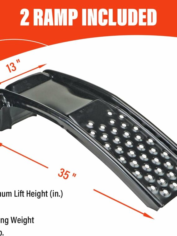 Rockland 3 Ton Steel Auto Ramp Set, 6500 LBS Capacity, Heavy Duty for Car & Light Truck Repairs, Pack of 2