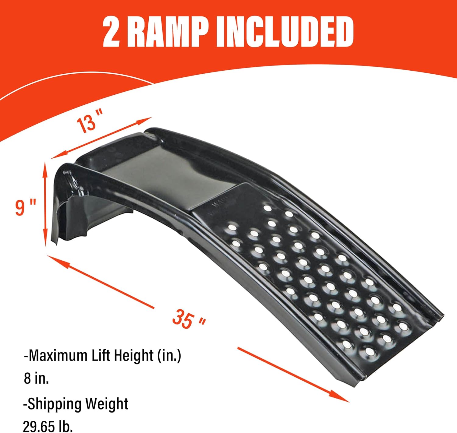 Rockland 3 Ton Steel Auto Ramp Set, 6500 LBS Capacity, Heavy Duty for Car & Light Truck Repairs, Pack of 2