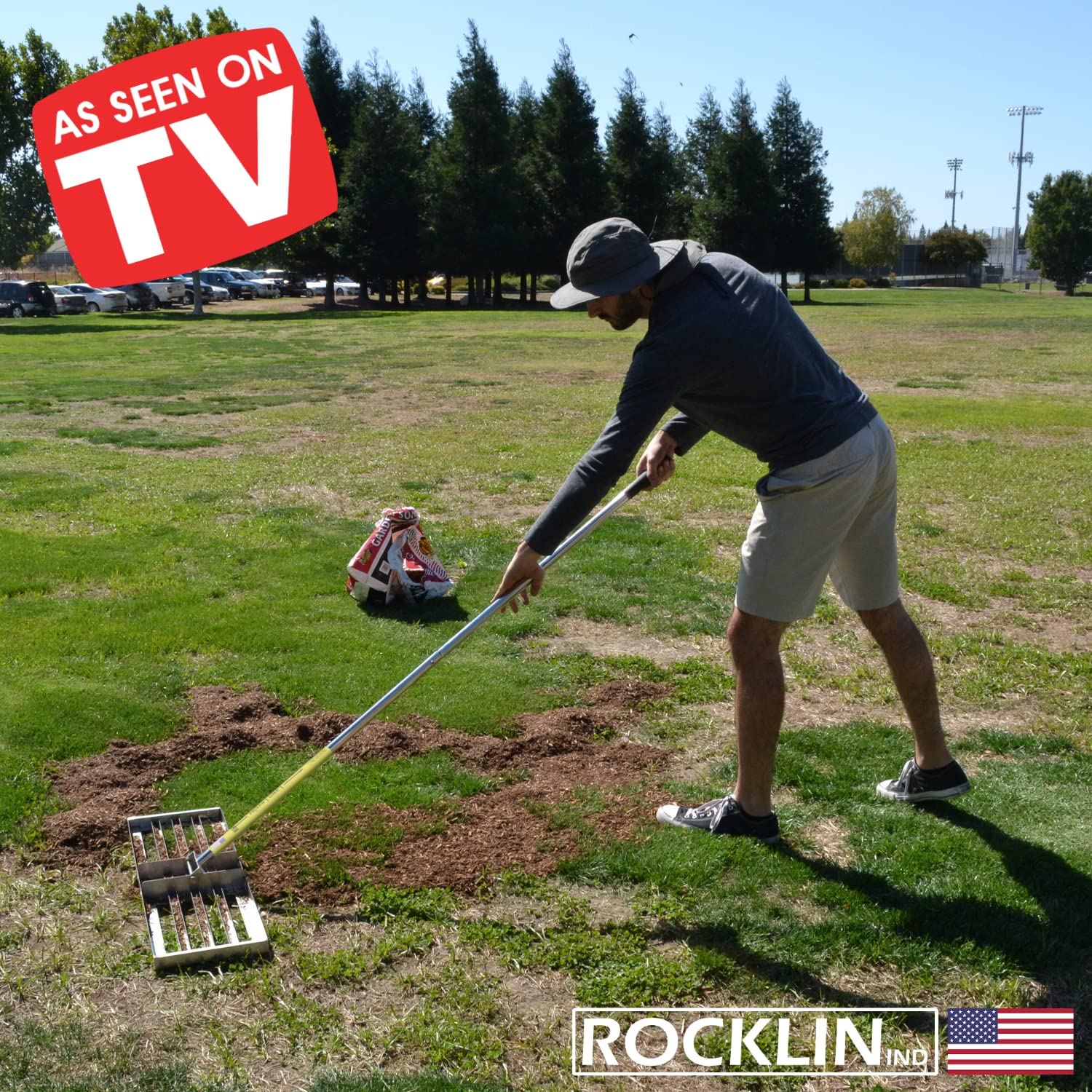 Rocklin Industry Lawn Leveling Rake - 30"x10" Ground Plate, 78" Adjustable Handle, Stainless Steel