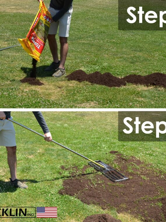 Rocklin Industry Lawn Leveling Rake - 30"x10" Ground Plate, 78" Adjustable Handle, Stainless Steel