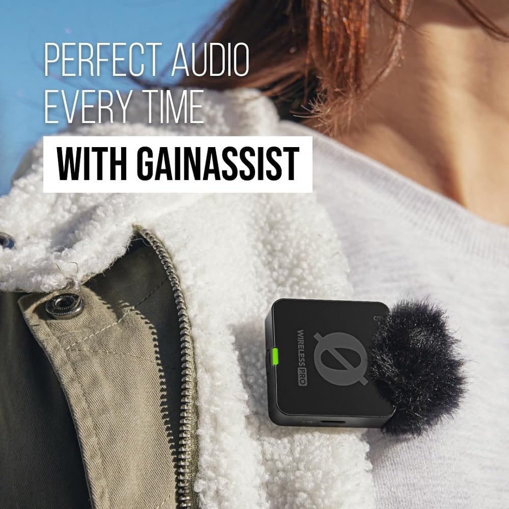 RODE Wireless PRO Compact Microphone System with 2.4GHz Transmission, 32-Bit Recording, Timecode, Lavalier Mics & Charging Case