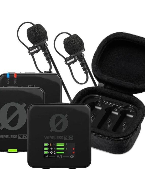 RODE Wireless PRO Compact Microphone System with 2.4GHz Transmission, 32-Bit Recording, Timecode, Lavalier Mics & Charging Case
