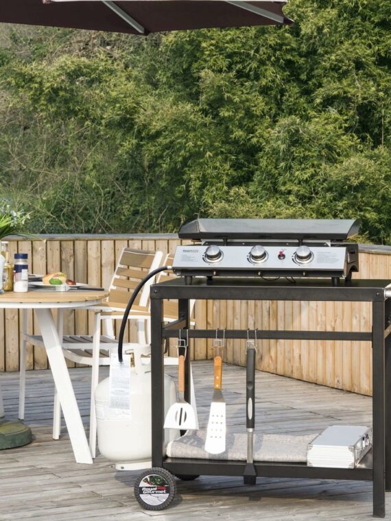 Royal Gourmet Double-Shelf Movable Dining Cart Table, Steel Base, BBQ/Griddle Stand, 33.5"x19.7", with Wheels & Storage