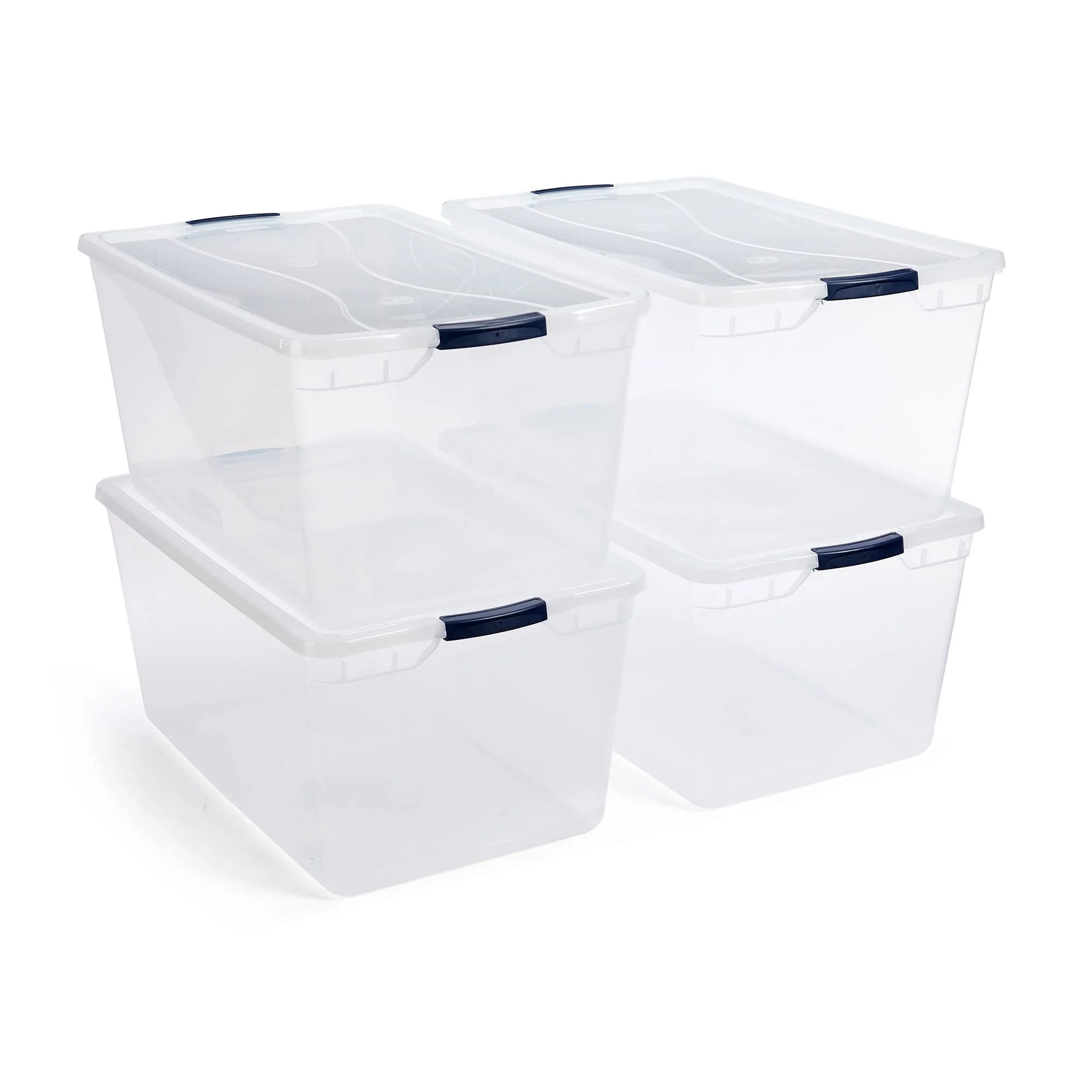 Rubbermaid 4-Pack 95 Qt Clear Storage Bins with Secure Latching Lids - Impact Resistant, BPA-Free, Made in USA