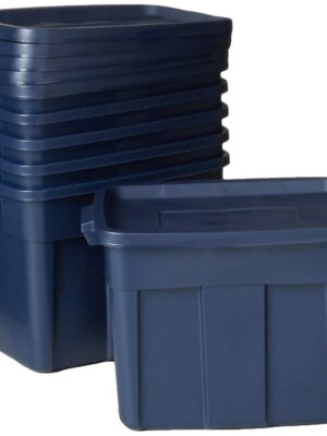Rubbermaid Roughneck 18 Gal Stackable Storage Bins 6-Pack, Durable & Temperature Resistant, Made in USA