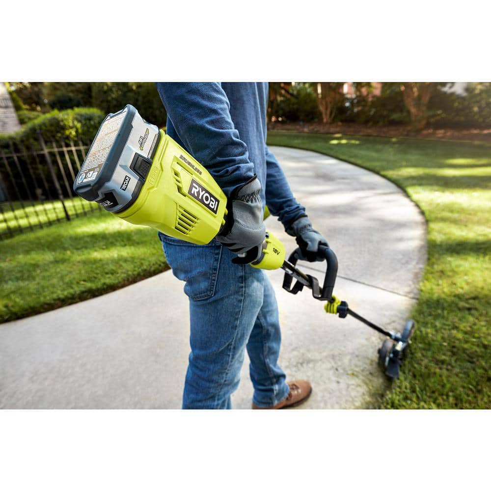 Ryobi 18V ONE+ Brushless Cordless String Trimmer, 15" Adjustable Width, Battery & Charger Included